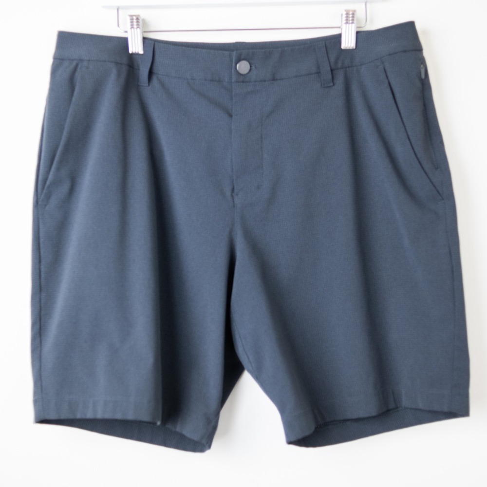Lululemon Commission 9" Shorts Mens 36 Charcoal Gray Crosshatch Classic Fit Golf